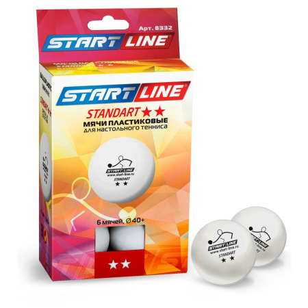 Мячи для настольного тенниса Start line Standart 2* New (6 шт, бел.)